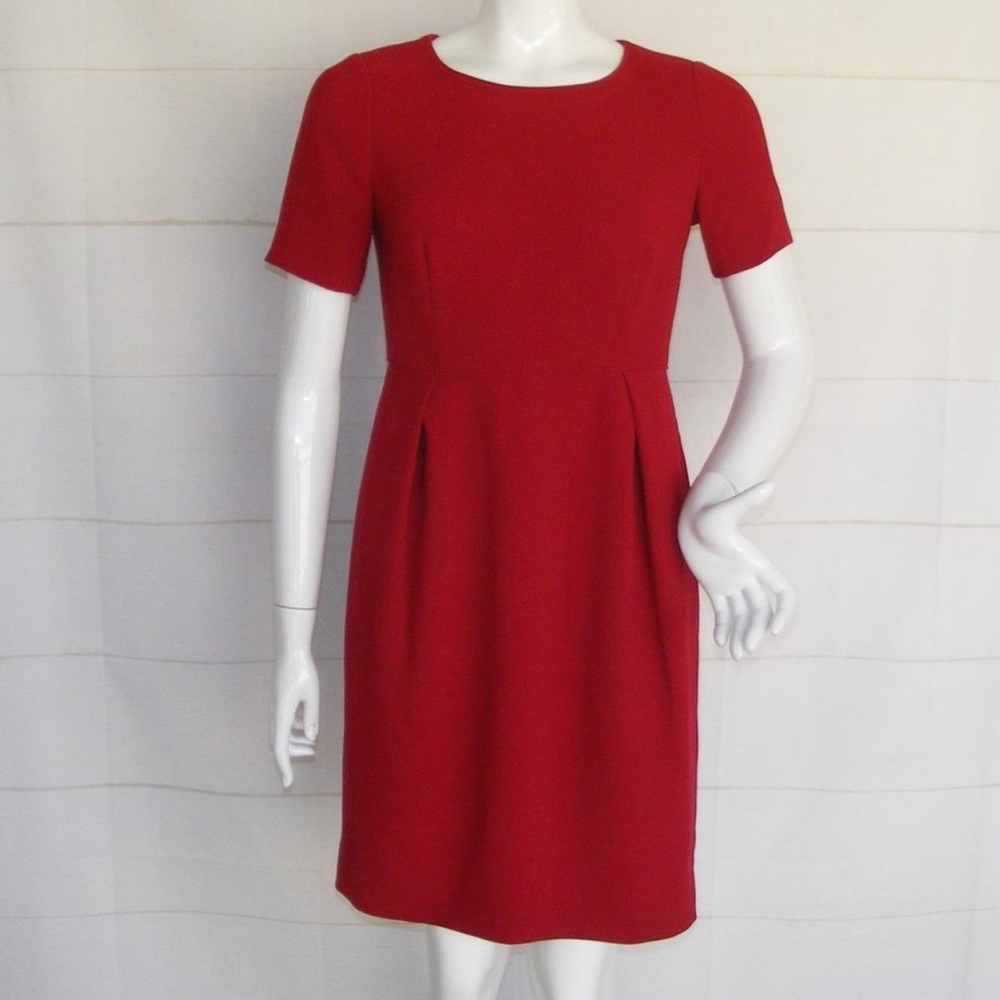 J. CREW Dress, 4, Red Crepe, ALLIE, Career, Short sleeves, Above the knees
